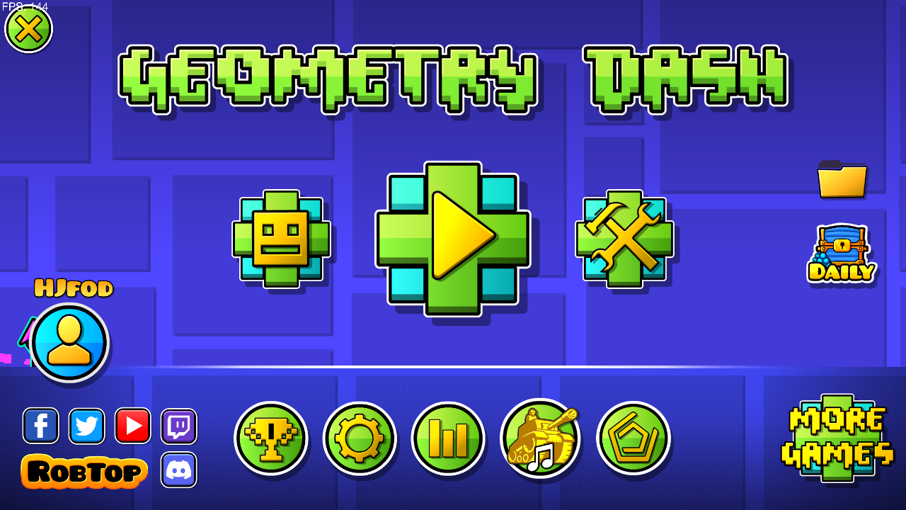 The main menu, showing the Noahh button